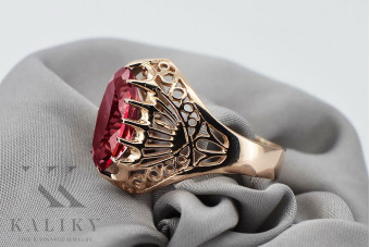 Exquisite Ruby Embellished Vintage 14K Rose Gold Ring vrc020 vrc020