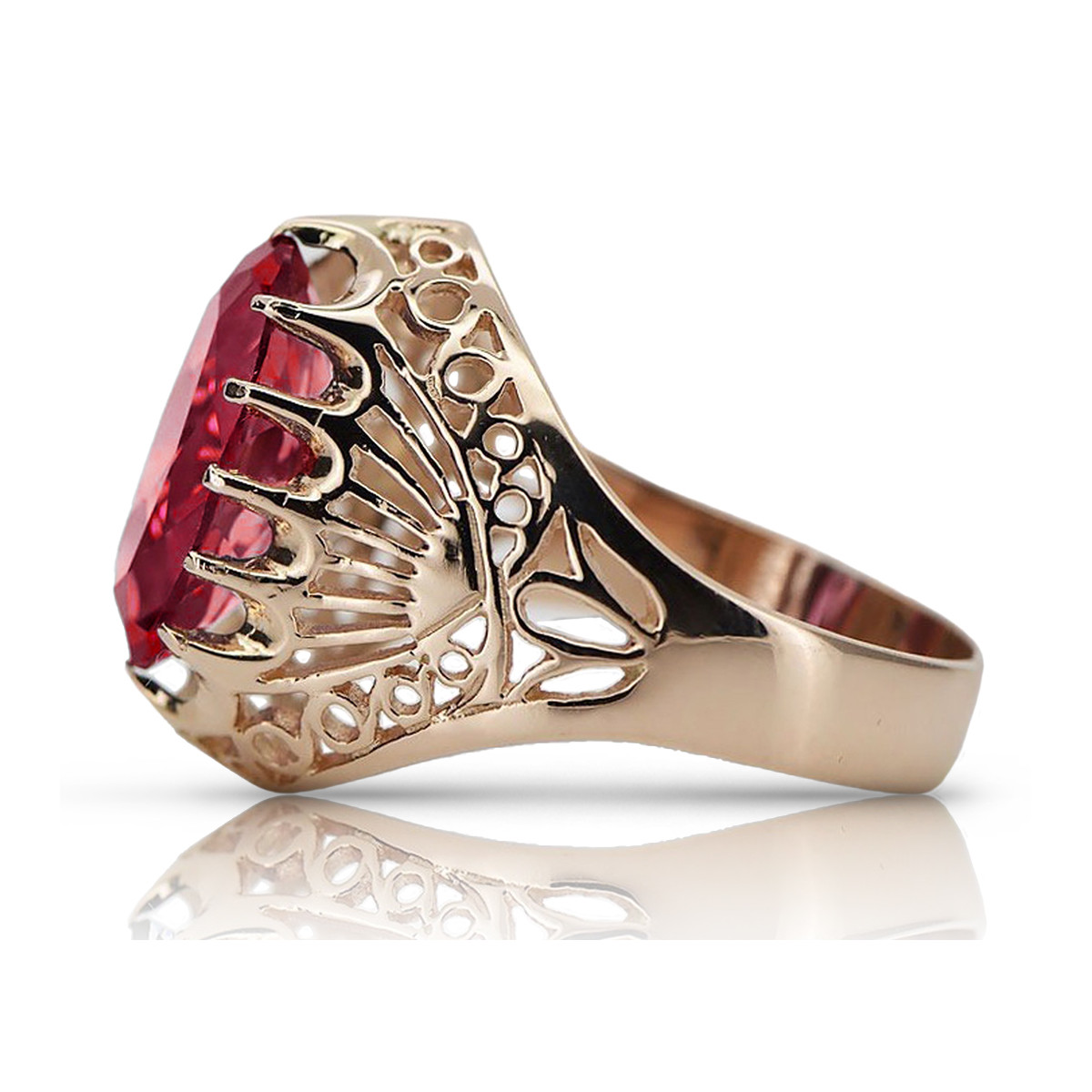 Russische sowjetische Rose 14 Karat 585 Gold Alexandrit Rubin Smaragd Saphir Zirkon Ring vrc014