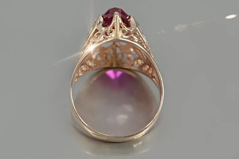 Russische sowjetische Rose 14 Karat 585 Gold Alexandrit Rubin Smaragd Saphir Zirkon Ring vrc014