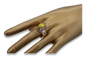 Anillo de Oro Rosa Antiguo 14k con Peridoto Amarillo vrc020