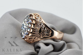 Zirkon Verzierter, 14 Karat Originales Vintage-Roségold Ring,  vrc020 vrc020