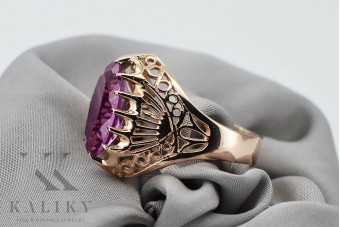 Elegant Amethyst Accent in Original Vintage 14K Rose Gold Ring vrc020 vrc020