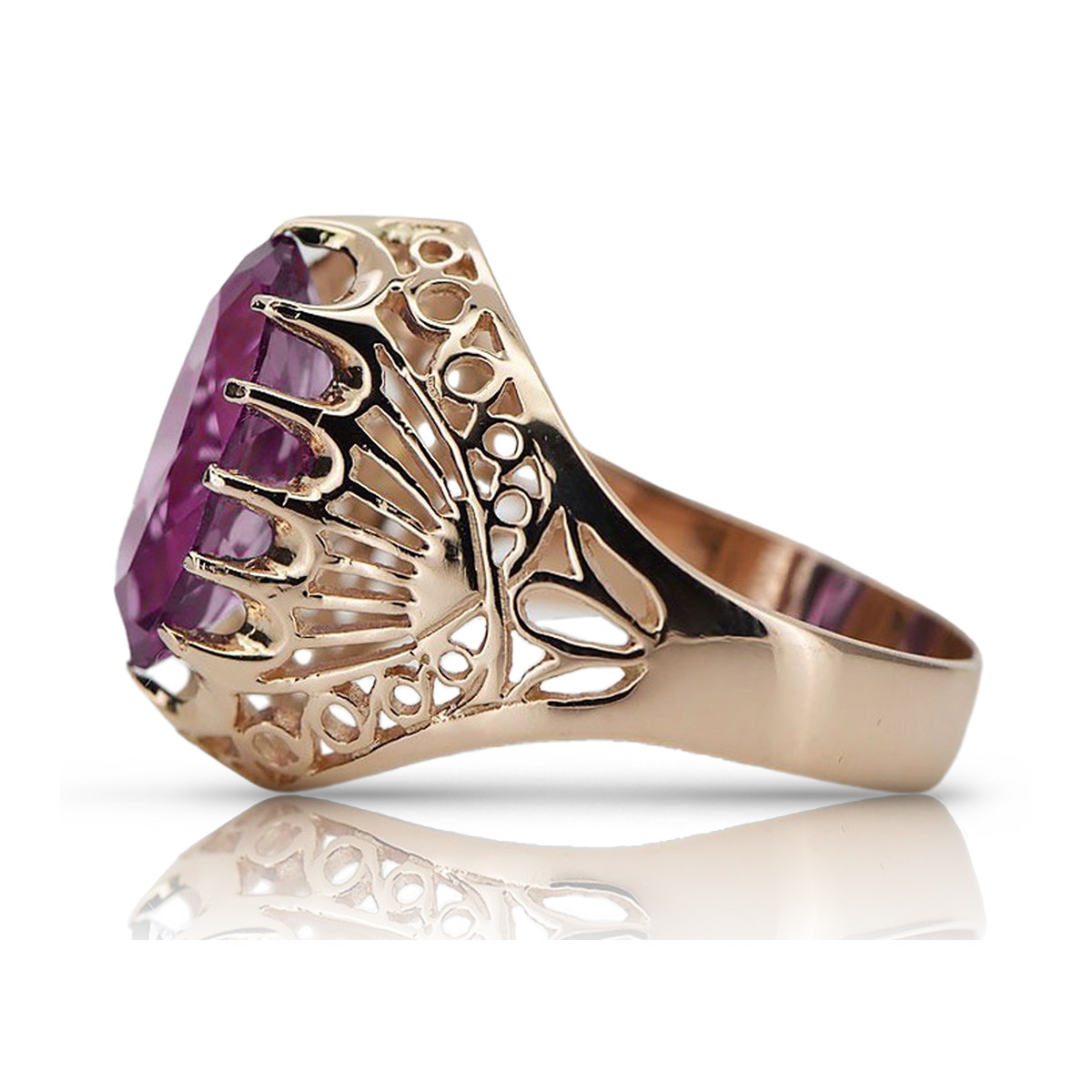 Russische sowjetische Rose 14 Karat 585 Gold Alexandrit Rubin Smaragd Saphir Zirkon Ring vrc014