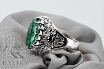 Sterling Silver 925 Emerald Ring in Vintage Style vrc020s