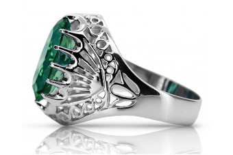 Sterling Silver 925 Emerald Ring in Vintage Style vrc020s