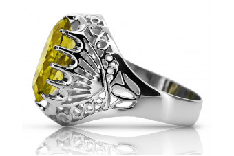 Bague en argent sterling vintage avec Péridot Jaune et Pierres Précieuses vrc020s