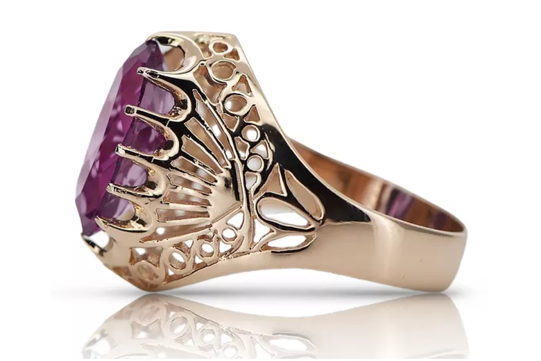 Russische sowjetische Rose 14 Karat 585 Gold Alexandrit Rubin Smaragd Saphir Zirkon Ring vrc084