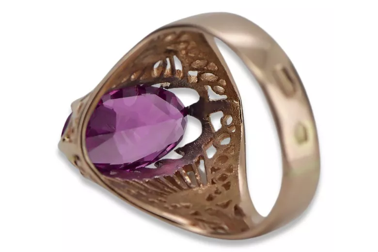 Russische sowjetische Rose 14 Karat 585 Gold Alexandrit Rubin Smaragd Saphir Zirkon Ring vrc084