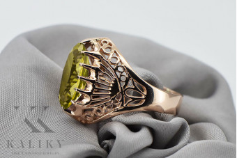 Anillo Vintage de Plata Chapado en Oro Rosa con Peridoto Amarillo vrc020rp