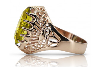 Anillo Vintage de Plata Chapado en Oro Rosa con Peridoto Amarillo vrc020rp