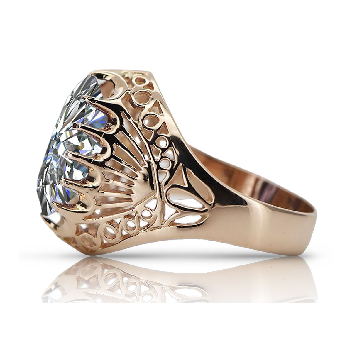 Russische sowjetische Rose 14 Karat 585 Gold Alexandrit Rubin Smaragd Saphir Zirkon Ring vrc084