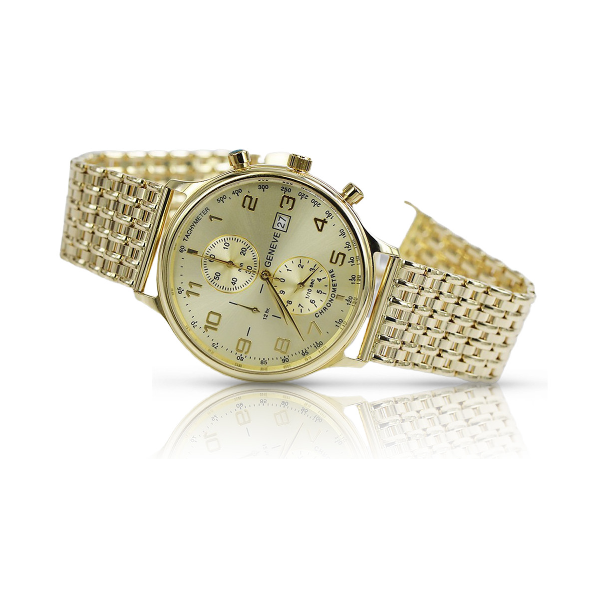 Montre pour homme en or jaune 14k 585 Genève mw005ydy&mbw013y