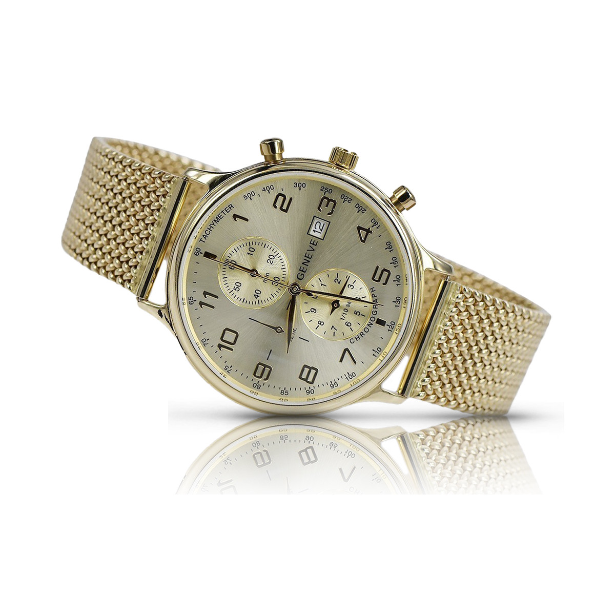 Ceas bărbătesc din aur galben 14k 585 Geneve mw005y&mbw014y