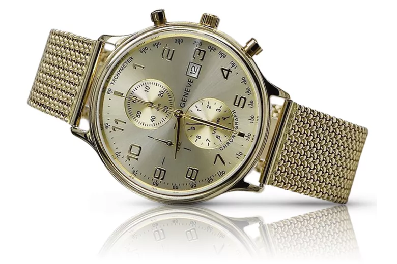 Ceas bărbătesc din aur galben 14k 585 Geneve mw005y&mbw014y