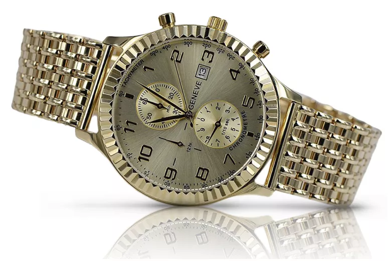 Reloj de Hombre de Oro Italiano 14k 585 Amarillo Geneve mw007y&mbw013y