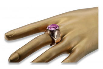 Amethyst Stone Vintage 14k Rose Gold Ring - Original Russian Soviet Era vrc048 vrc048