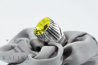 Anillo vintage de Plata de ley 925, Peridoto amarillo vintage ruso soviético vrc048s