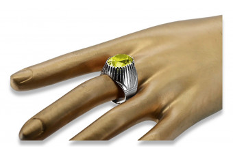 Bague en argent sterling vintage avec péridot jaune et pierres précieuses diverses vrc048s