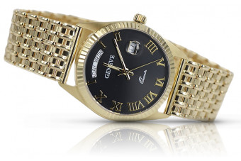 Reloj Geneve de hombre en oro amarillo 14k con esfera negra mw013ydbc&mbw013y