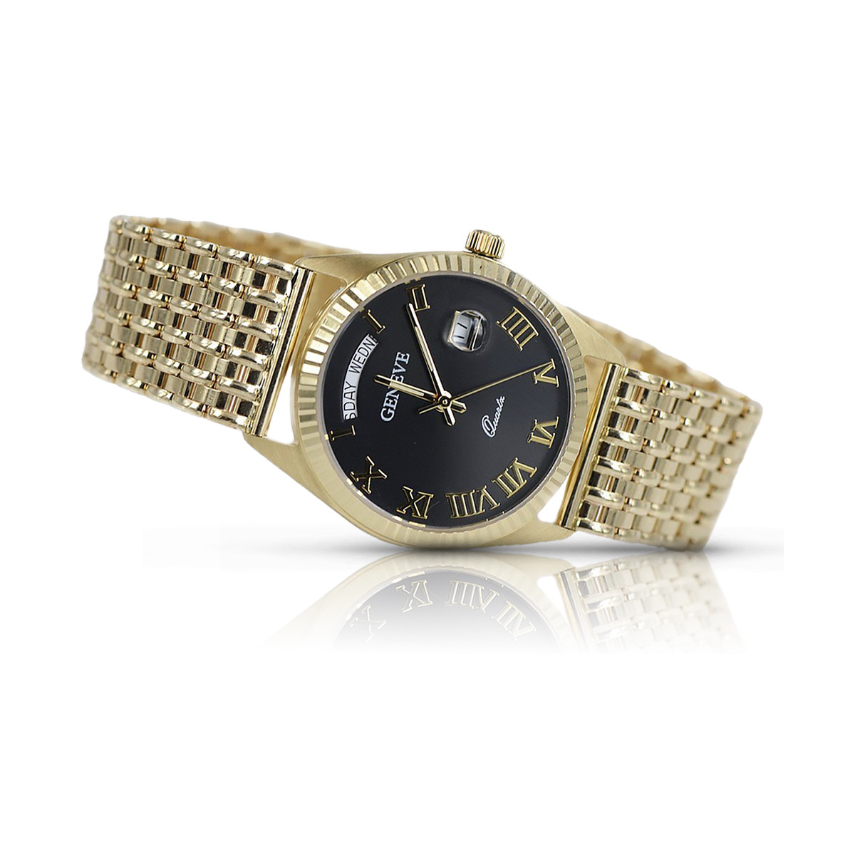 Gold men's watch Geneve ★ zlotychlopak.pl ★ Gold purity 585 333 Low Price!