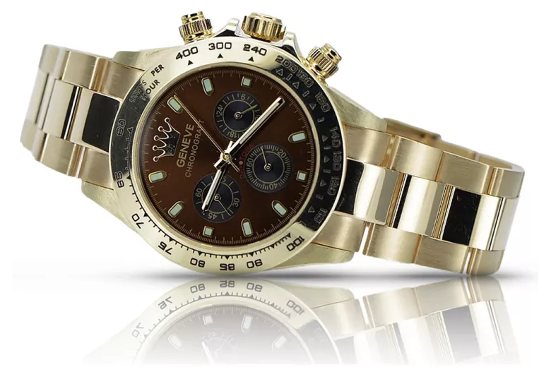 Reloj de oro para hombre Geneve ★ zlotychlopak.pl ★ Pureza de oro 585 333 Precio bajo!