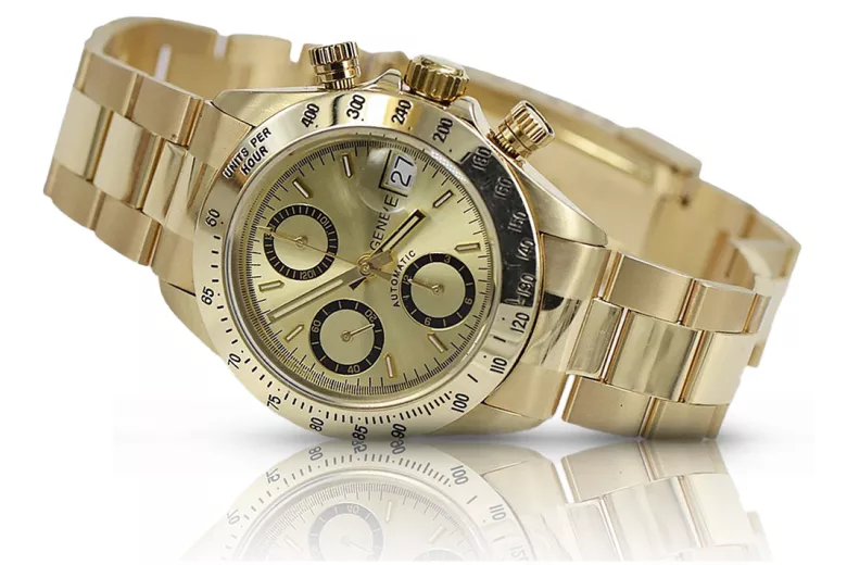 Reloj de oro para hombre Geneve ★ zlotychlopak.pl ★ Pureza de oro 585 333 Precio bajo!