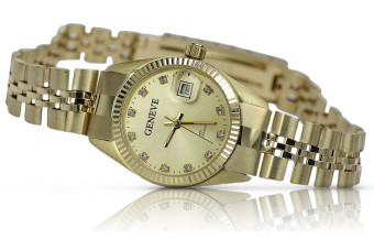 Elegant Italian Yellow 14K Gold Lady Geneve Watch lw091y