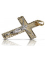 14K Gelb- & Weißgold Katholischer Jesus Kreuz-Anhänger ctc003yw