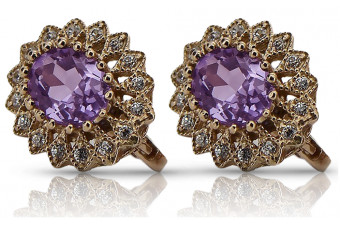 Elegante Amethyst-Ohrringe in Original Vintage-Roségold 14 Karat vec125 Vintage vec125