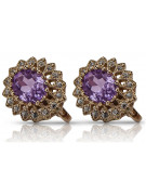 Elegante Amethyst-Ohrringe in Original Vintage-Roségold 14 Karat vec125 Vintage vec125