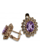 Elegante Amethyst-Ohrringe in Original Vintage-Roségold 14 Karat vec125 Vintage vec125