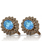 "Original Vintage Aquamarine Stud Earrings in 14k Rose Gold vec125" Vintage vec125