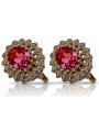 "Boucles d'oreilles en rubis et or rose 14 carats 585 vintage vec125" Vintage vec125