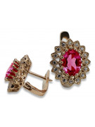 "Boucles d'oreilles en rubis et or rose 14 carats 585 vintage vec125" Vintage vec125