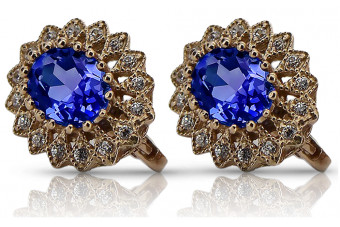 Saphir Ohrringe in Originales 14k Vintage-Roségold vec125 Vintage vec125