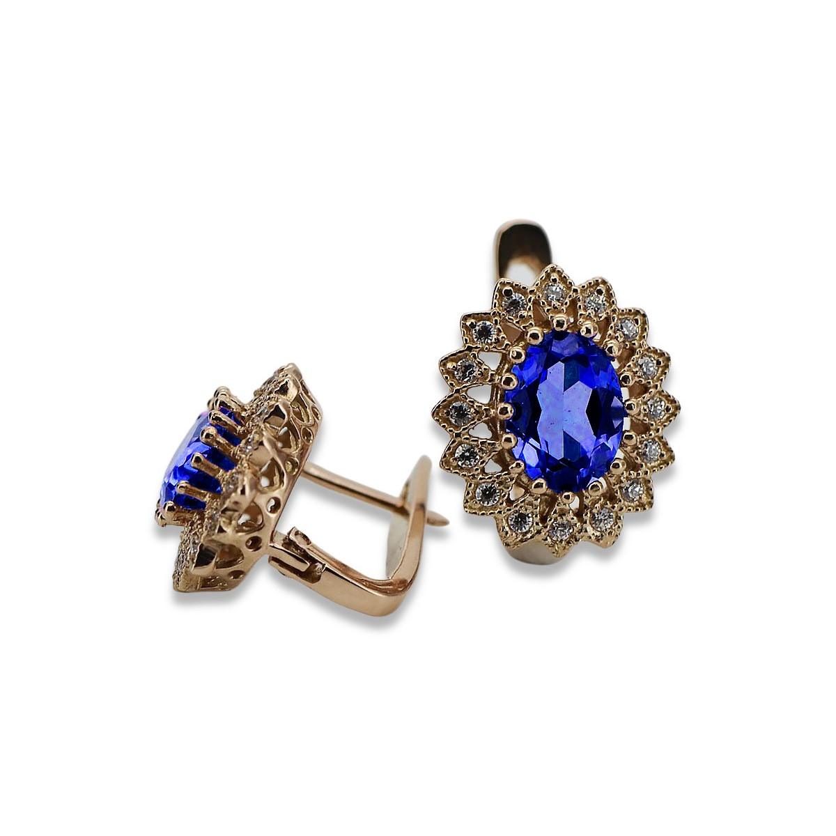 Original Vintage Sapphire 14K Rose Gold Earrings vec125 vec125