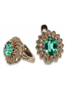 "Antique Emerald Studs in 14K Rose Pink Gold vec125" Vintage vec125