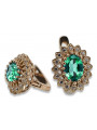 "Antique Emerald Studs in 14K Rose Pink Gold vec125" Vintage vec125