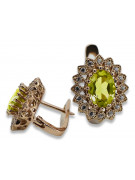 Aretes de oro rosa antiguo con peridoto amarillo vec125