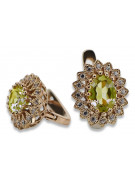 Cercei vintage din aur roz de 14k, Peridot galbe vec125