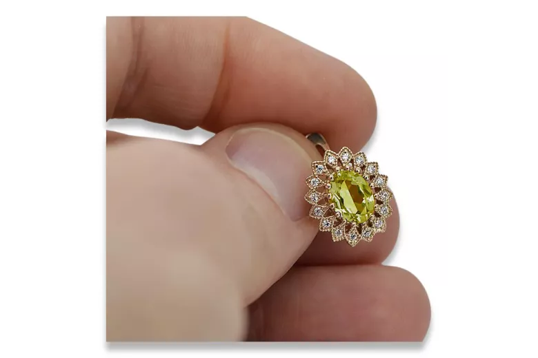 Cercei vintage din aur roz de 14k, Peridot galbe vec125