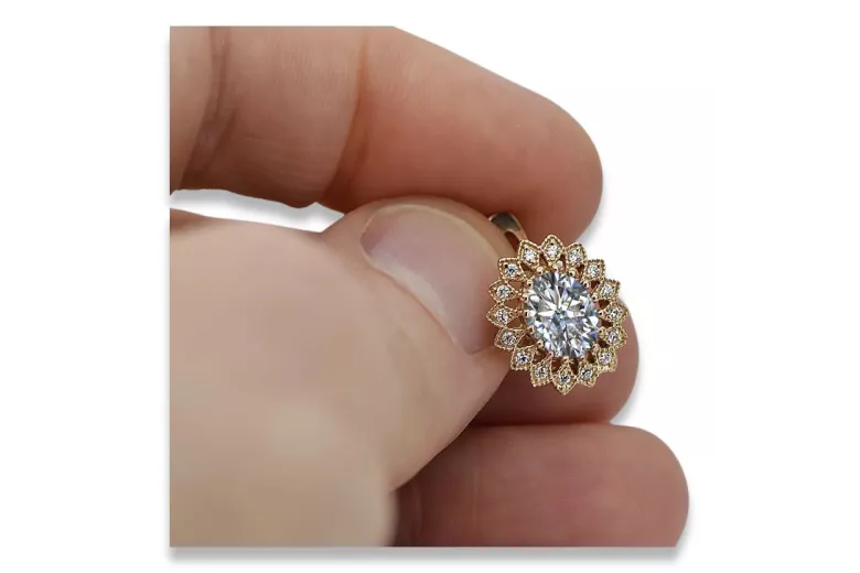 "Cercei eleganți din aur roz vintage de 14k cu zircon vec125" Vintage vec125