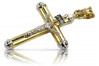 Croix Catholique Vintage en Or Blanc Italien 14k avec Jésus Rose ctc015yw ctc015yw