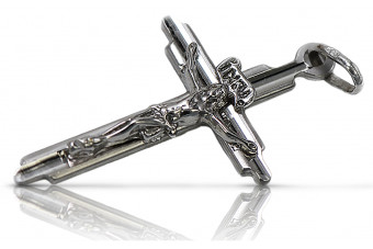 Crucifix Catolic din Aur Alb Italian 14k ctc017w white14kctc017w