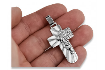 Croix Catholique en Or Blanc 14 Carats ctc023w ctc023w