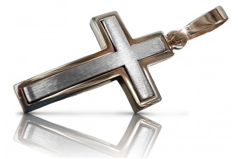 Croix catholique en or rose 14 carats et blanc vintage - 14K Or Rose Blanc ctc026rw