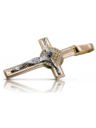 Eleganter 14K Gelb- & Weißgold Katholischer Jesus Kreuz Anhänger ctc027yw ctc027yw