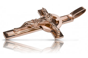 "Classic 14K Rose Gold Catholic Cross Pendant" ctc089r ctc089r