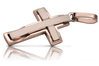 "Croix Catholique Vintage en Or Rose 14K 585" ctc095r ctc095r