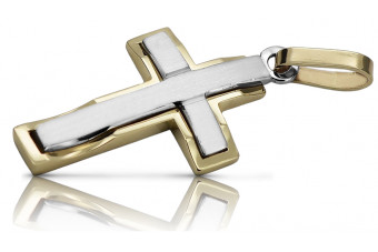 Elegancki 14k żółte białe złoto Katolicki krzyż ctc095yw ctc095yw